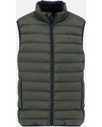 Fynch-Hatton - Stand Collar Light Weight Vest Dark Khaki - Lyst