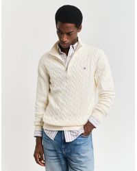 GANT - Cotton Cable Half Zip Jumper - Lyst