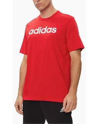 adidas - Essentials T Shirts Crew Neck Single Jersey Linear Embroidered Logo - Lyst