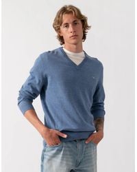 GANT - Classic Cotton V-Neck Jumper - Lyst