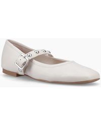 Hush Puppies - Charlene Stud Ballerina Leather Ivory Flats - Lyst