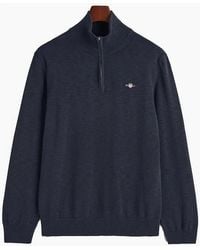 GANT - Cotton Flamme Half-Zip Sweater Evening - Lyst