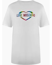 Love Moschino - Multi Coloured Heart Logo T-Shirt - Lyst