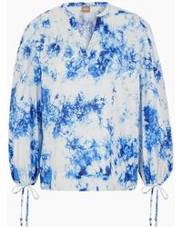 BOSS - V-Neck Long Balloon Sleeve Blouse - Lyst