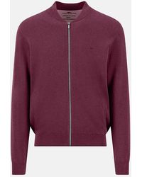 Fynch-Hatton - Fine Knit Zipped Cardigan Deep Merlot - Lyst