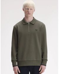 Fred Perry - Half Zip Collared Sweatshirt - Lyst