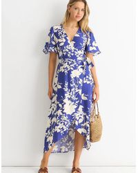 Gini London - Viscose Floral Wrap Midi Dress - Lyst