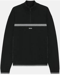 BOSS - Boss K-Zone Stripe Detail 1/4 Zip Knit - Lyst