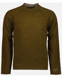C.P. Company - Double Crewneck Embroidered Cuff Logo Knit - Lyst