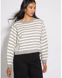 Gini London - Recycle Mix Contrast Stripe Loose Fit Knit Jumper - Lyst