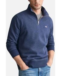 GANT - Sweatshirt Embroidered Shield Half Zip Pullover Winter Jumper - Lyst