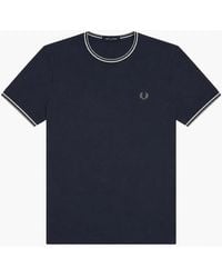 Fred Perry - Twin Tipped T-Shirt Dark Airforce/Ecru/Seagrass - Lyst