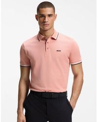 BOSS - Boss Paddy Cotton-Piqué Polo Shirt With Contrast Logo - Lyst