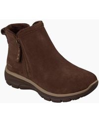 Skechers - Easy Going Urban Zip Leather Chocolate Boots - Lyst