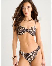 Gini London - Animal Print Ring Detail Bikini Top - Lyst