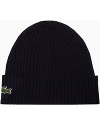 Lacoste - Ribbed Wool Hat - Lyst