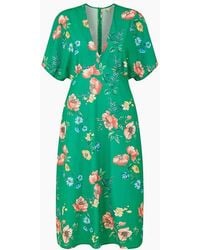 Yumi' - Floral V-Neck Midi Wrap Dress - Lyst