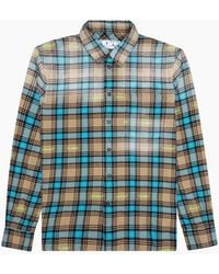 Off-White c/o Virgil Abloh - Helvetica Pattern Camel Flannel Shirt - Lyst