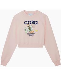 CASABLANCA - Printed Cropped Equipment Sport Sweatshirts - Lyst