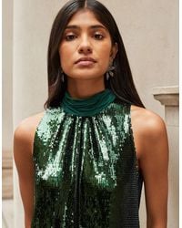Ro&zo - Petite Freya Emerald Sequinned Halterneck Dress - Lyst