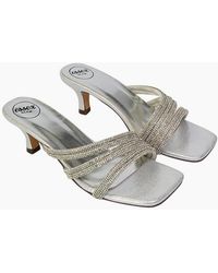 XY London - Ladies Sparkle Diamante Square Toe Mule Sandals - Lyst