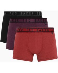 Ted Baker - 3-Pack Coloured Boxer Trunks, /Burgundy - Lyst