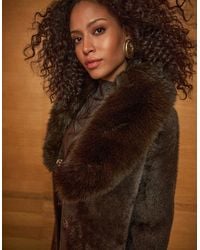 Joseph Ribkoff - Feather Yarn Knit Coat With Detachable Fur Collar - Lyst