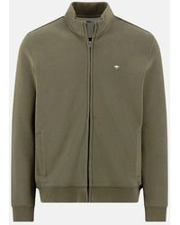Fynch-Hatton - Stand Collar Full Zip Sweatshirt Dark Khaki - Lyst