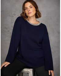Live Unlimited London - Cashmere-Blend Jumper With Embellished Neckline - Lyst