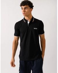 BOSS - Boss Paddy Pro Cotton Blend Polo Shirt With Contrast Logos - Lyst