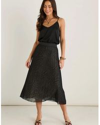Gini London - Animal Print Mesh Overlay Pleated Midi Skirt - Lyst