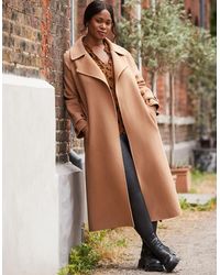 Live Unlimited London - Camel Wool Blend Belted Coat - Lyst