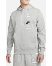 Nike - Dx0783 Fleece Hoodie Club Bb Stacked Long Sleeve Swoosh Pullover Hoody - Lyst