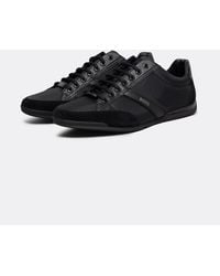 BOSS - Boss Saturn Low Profile Mixed Material Trainers With Suede And Faux Leather Nos - Lyst