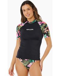 Rip Curl - Rip Curl Molokai Floral Insert Short Sleeve Rash Vest - Lyst