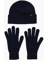 BOSS - Boss Kalipso Knitted Hat And Gloves Set Dark - Lyst
