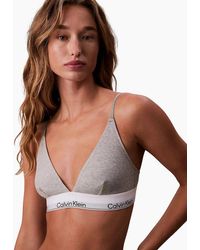 Calvin Klein - Icon Cotton Modal Unlined Triangle Bra, Heather - Lyst