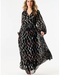 Gini London - Metallic Print Full Sleeve Maxi Dress - Lyst