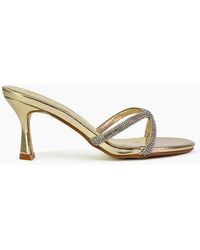 XY London - Ladies Abby Metallic Diamante Strappy Stiletto Heel Mules - Lyst