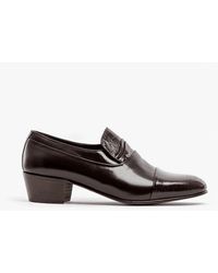 Club Cubano - Valencia Soft Leather Reptile Cuban Heel Shoes Dark - Lyst