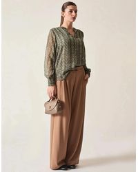 James Lakeland - Multi-Tone Snake Print Sheer-Sleeve Blouse - Lyst