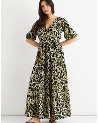 Gini London - Animal Print Wrap Skater Maxi Dress - Lyst