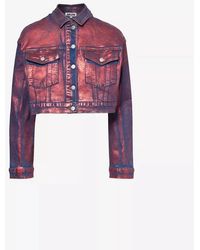 Amy Lynn - Metallic Patterned Denim Jacket With Woven Cuff - Lyst