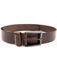 BOSS - Senol Leather Belt With Metal Logo - Lyst