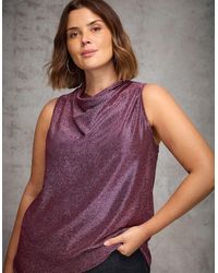 Live Unlimited London - Sparkle Jersey Cowl Neck Top - Lyst