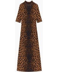 Ro&zo - Leopard Print Mock Neck Jersey Dress - Lyst