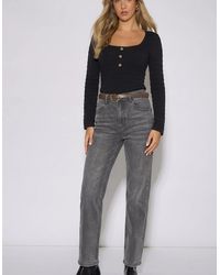 Gini London - Mid Rise Straight Leg Jeans - Lyst