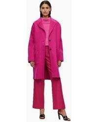 BOSS - Cattina Solid Patterned Notch Collared Over Coat - Lyst