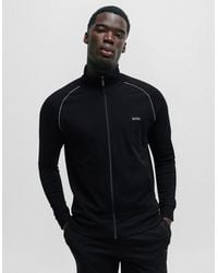 BOSS - Boss Mix & Match Stretch Cotton Zip-Up Jacket With Logo Detail - Lyst