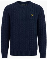 Lyle & Scott - Lyle & Scott Cable Knit Crew Neck Jumper Dark Marl - Lyst
